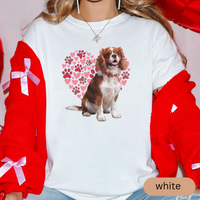 Load image into Gallery viewer, Heart Paw Print Cavalier King Charles Spaniel Comfort Colors T-shirt, Unisex Tee, Dog Lover Shirt, Cute Animal Graphic Tee, Pet Owner Gift
