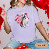 Load image into Gallery viewer, Heart Paw Print Bulldog Comfort Colors T-shirt, Unisex Tee, Dog Lover Shirt, Cute Animal Graphic Tee, Pet Owner Gift
