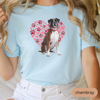 Load image into Gallery viewer, Heart Paw Print Boxer Comfort Colors T-shirt, Unisex Tee, Dog Lover Shirt, Cute Animal Graphic Tee, Pet Owner Gift
