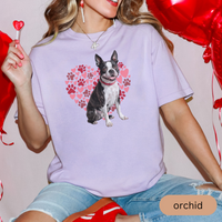 Load image into Gallery viewer, Heart Paw Print Boston Terrier Comfort Colors T-shirt, Unisex Tee, Dog Lover Shirt, Cute Animal Graphic Tee, Pet Owner Gift
