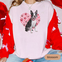 Load image into Gallery viewer, Heart Paw Print Boston Terrier Comfort Colors T-shirt, Unisex Tee, Dog Lover Shirt, Cute Animal Graphic Tee, Pet Owner Gift
