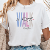 Load image into Gallery viewer, Faith Gift, Faith Shirt, Love and Grace Shirt, Christian Gift, Christian Shirts, Jesus, 2 Corinthians 5 7 verse shirt, Walk In Faith
