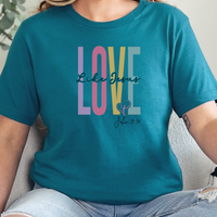 Load image into Gallery viewer, Christian Gift, Faith Gift, Christian Shirts, Faith Shirt, Love and Grace Shirt, Jesus, John 13 34 verse shirt, Love Like Jesus
