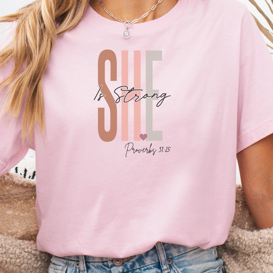 Faith Gift, Love and Grace Shirt, Jesus, Christian Shirts, Faith Shirt, Christian Gift, Proverbs 31 25 verse shirt, She Is Strong