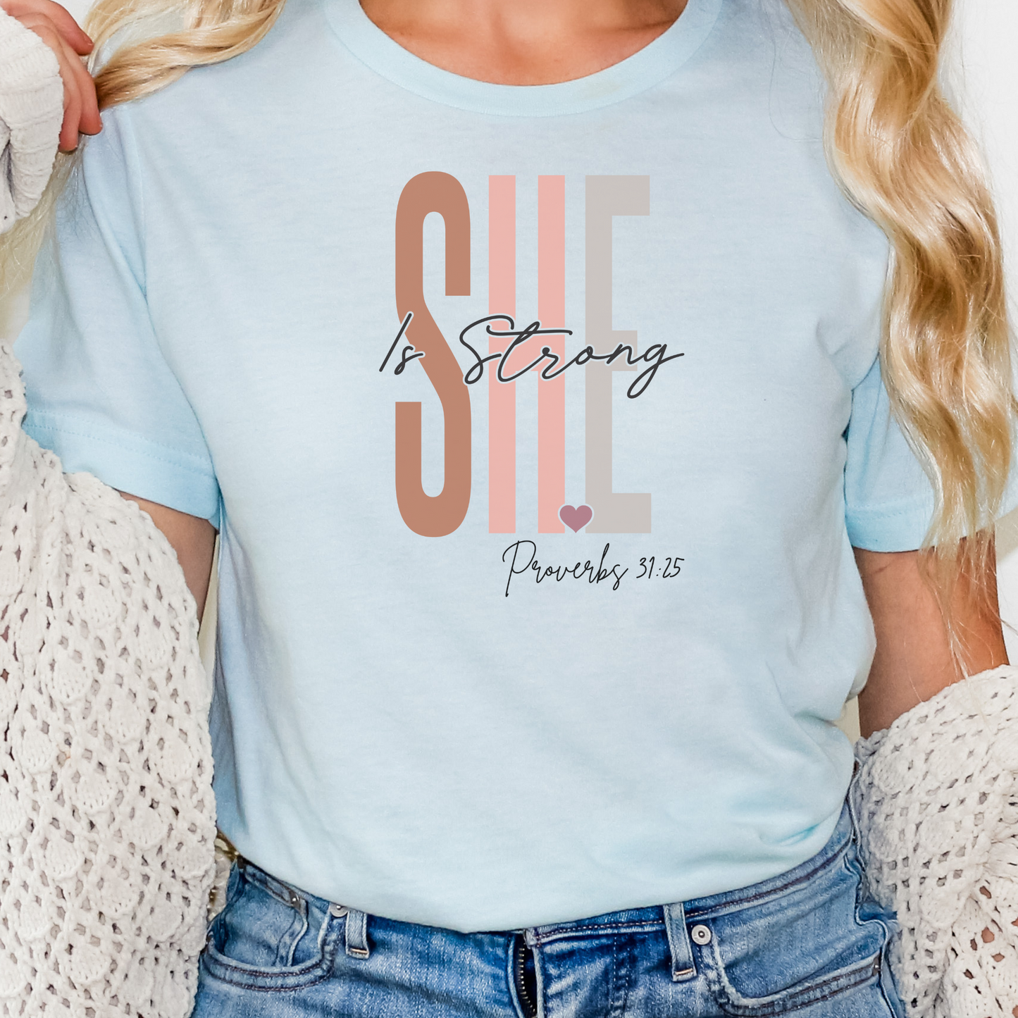 Faith Gift, Love and Grace Shirt, Jesus, Christian Shirts, Faith Shirt, Christian Gift, Proverbs 31 25 verse shirt, She Is Strong
