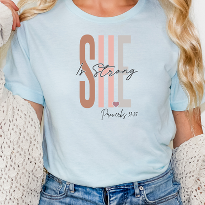 Faith Gift, Love and Grace Shirt, Jesus, Christian Shirts, Faith Shirt, Christian Gift, Proverbs 31 25 verse shirt, She Is Strong