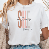 Load image into Gallery viewer, Faith Gift, Love and Grace Shirt, Jesus, Christian Shirts, Faith Shirt, Christian Gift, Proverbs 31 25 verse shirt, She Is Strong
