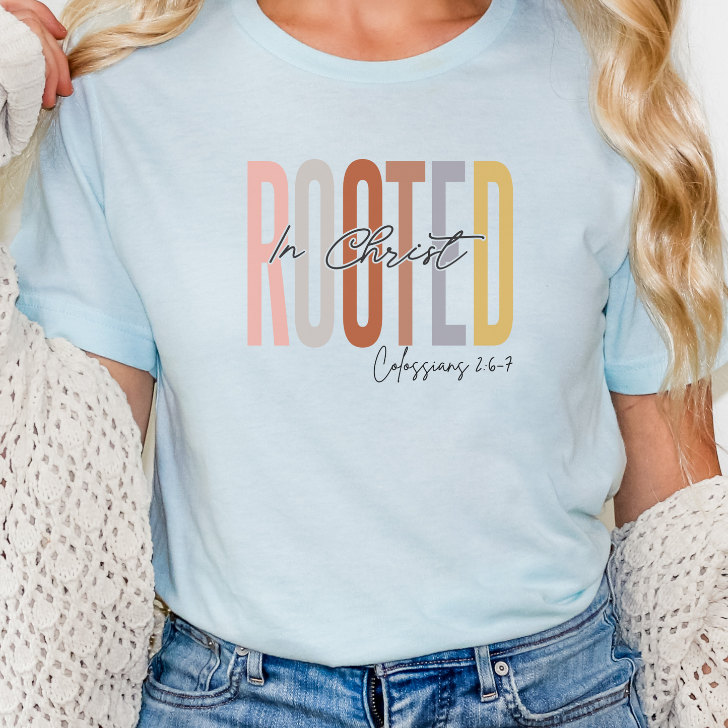 Faith Shirt, Christian Gift, Faith Gift, Christian Shirts, Love and Grace Shirt, Jesus, Colossians 2 6 7 verse shirt, Rooted In Christ