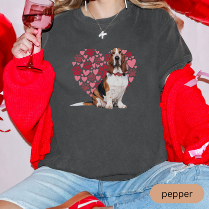 Heart Paw Print Basset Hound Comfort Colors T-shirt, Unisex Tee, Dog Lover Shirt, Cute Animal Graphic Tee, Pet Owner Gift
