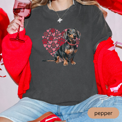 Heart Paw Print Dachshund Comfort Colors T-shirt, Unisex Tee, Dog Lover Shirt, Cute Animal Graphic Tee, Pet Owner Gift