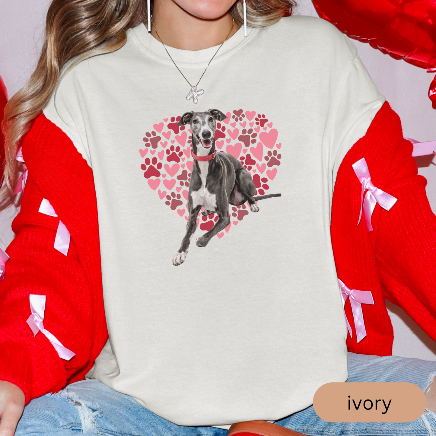 Heart Paw Print Greyhound Comfort Colors T-shirt, Unisex Tee, Dog Lover Shirt, Cute Animal Graphic Tee, Pet Owner Gift