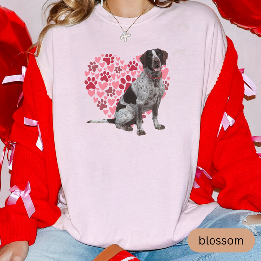 Heart Paw Print English Pointer Comfort Colors T-shirt, Unisex Tee, Dog Lover Shirt, Cute Animal Graphic Tee, Pet Owner Gift