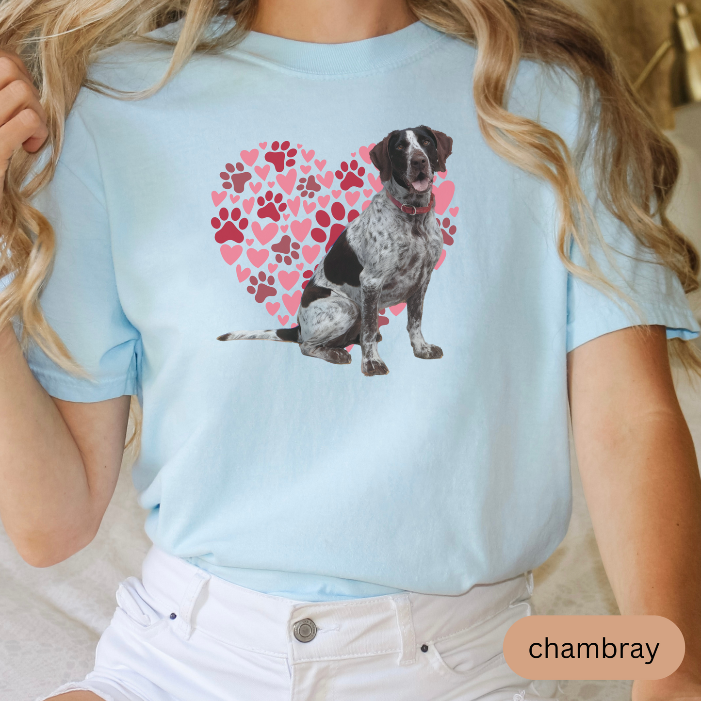 Heart Paw Print English Pointer Comfort Colors T-shirt, Unisex Tee, Dog Lover Shirt, Cute Animal Graphic Tee, Pet Owner Gift