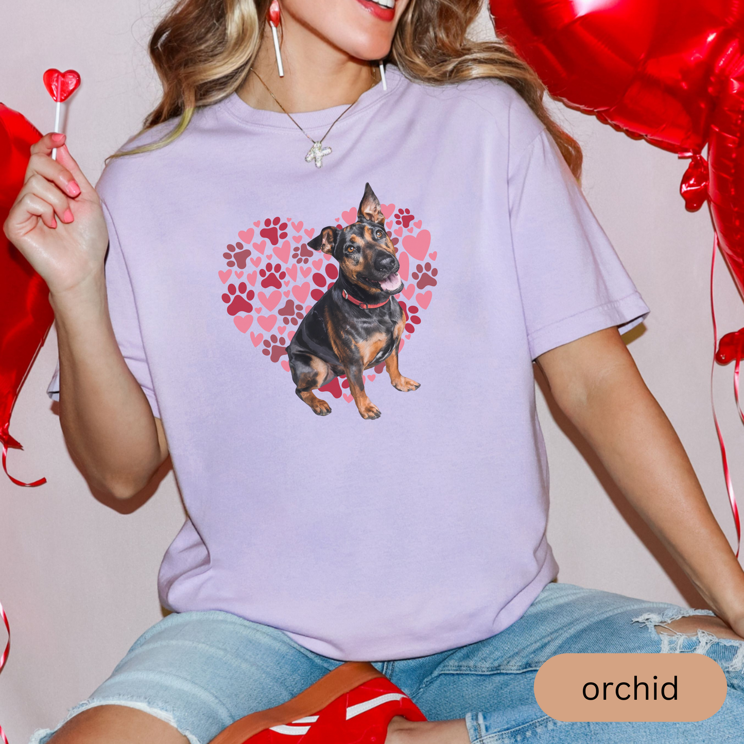 Heart Paw Print German Pinscher Comfort Colors T-shirt, Unisex Tee, Dog Lover Shirt, Cute Animal Graphic Tee, Pet Owner Gift