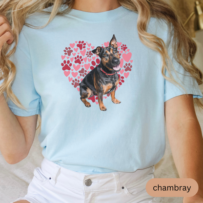 Heart Paw Print German Pinscher Comfort Colors T-shirt, Unisex Tee, Dog Lover Shirt, Cute Animal Graphic Tee, Pet Owner Gift
