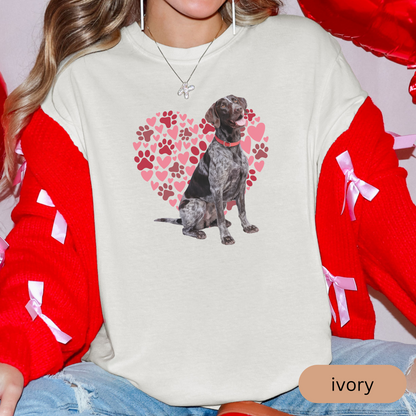 Heart Paw Print German Shorthaired Pointer Comfort Colors T-shirt, Unisex Tee, Dog Lover Shirt, Cute Animal Graphic Tee, Pet Owner Gift