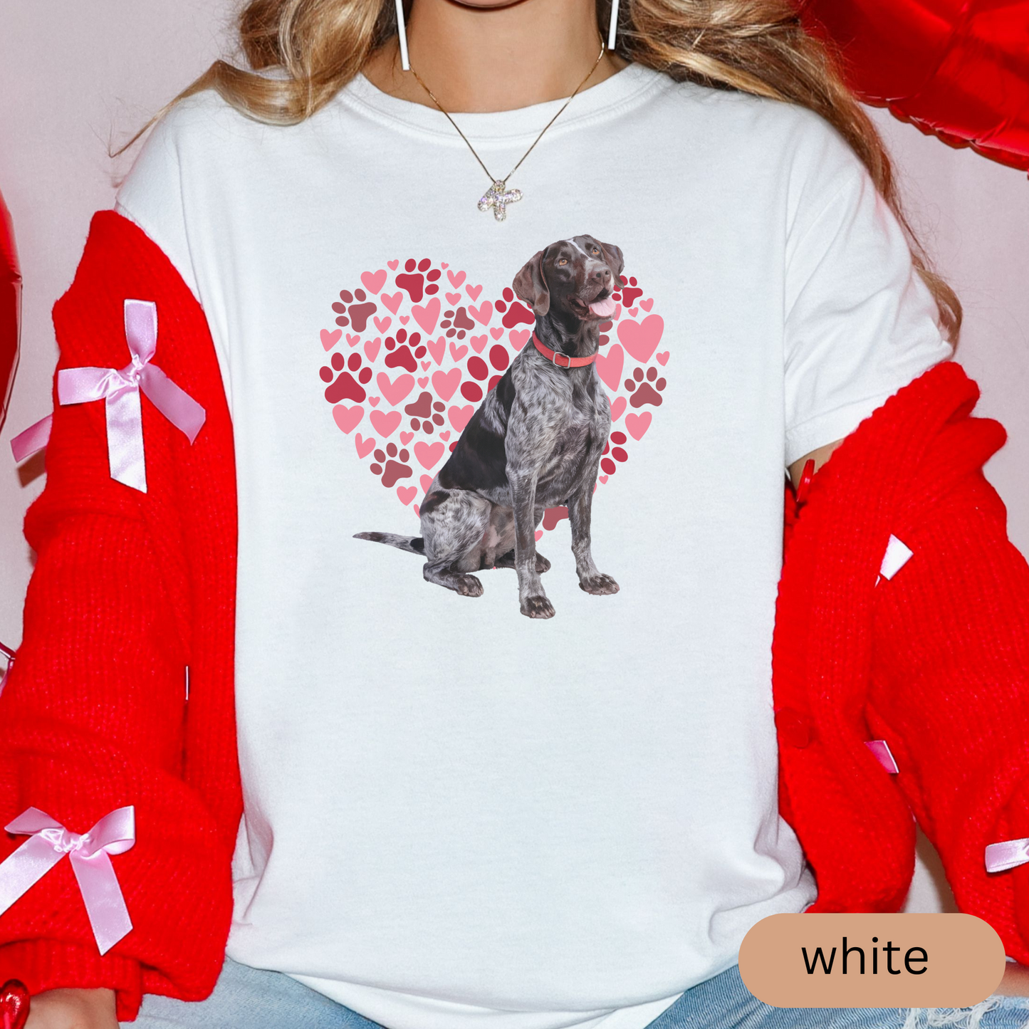 Heart Paw Print German Shorthaired Pointer Comfort Colors T-shirt, Unisex Tee, Dog Lover Shirt, Cute Animal Graphic Tee, Pet Owner Gift