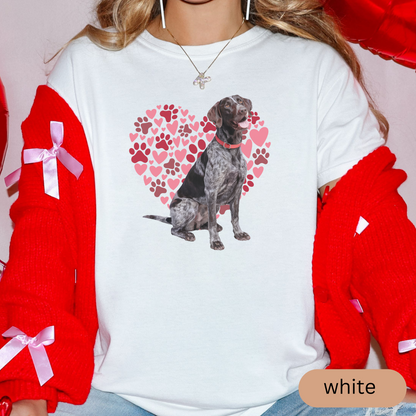 Heart Paw Print German Shorthaired Pointer Comfort Colors T-shirt, Unisex Tee, Dog Lover Shirt, Cute Animal Graphic Tee, Pet Owner Gift