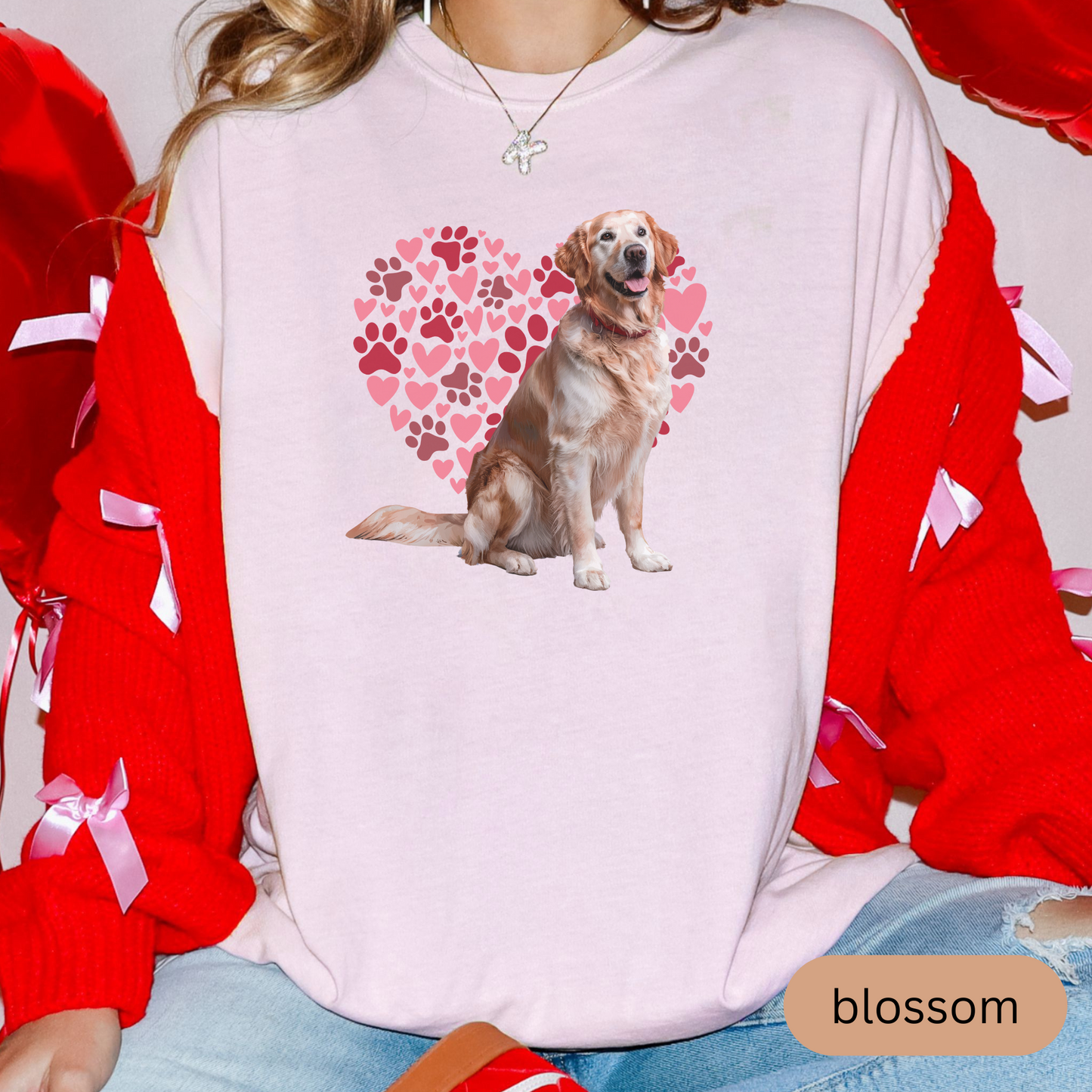 Heart Paw Print Golden Retriever Comfort Colors T-shirt, Unisex Tee, Dog Lover Shirt, Cute Animal Graphic Tee, Pet Owner Gift
