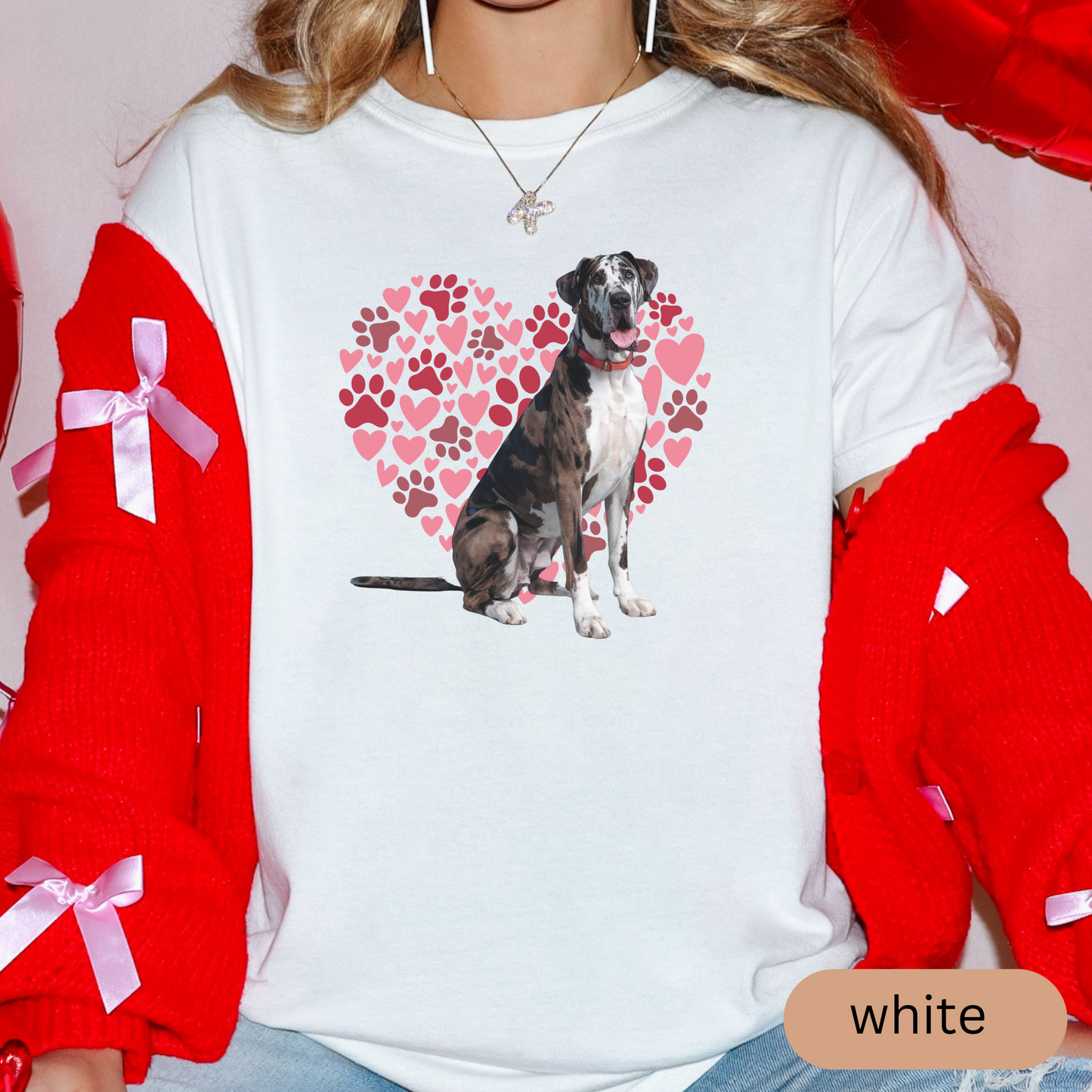 Heart Paw Print Great Dane Comfort Colors T-shirt, Unisex Tee, Dog Lover Shirt, Cute Animal Graphic Tee, Pet Owner Gift