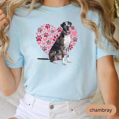 Heart Paw Print Great Dane Comfort Colors T-shirt, Unisex Tee, Dog Lover Shirt, Cute Animal Graphic Tee, Pet Owner Gift