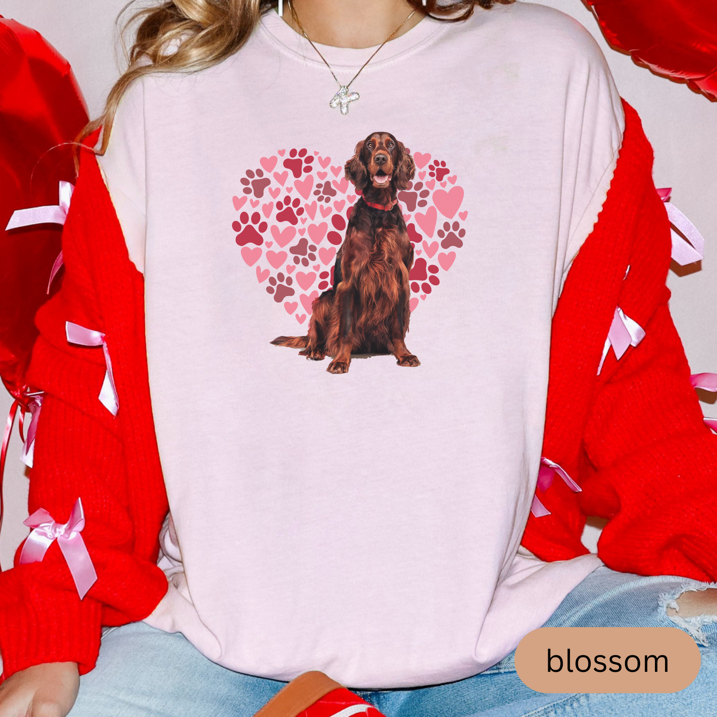 Heart Paw Print Irish Setter Comfort Colors T-shirt, Unisex Tee, Dog Lover Shirt, Cute Animal Graphic Tee, Pet Owner Gift