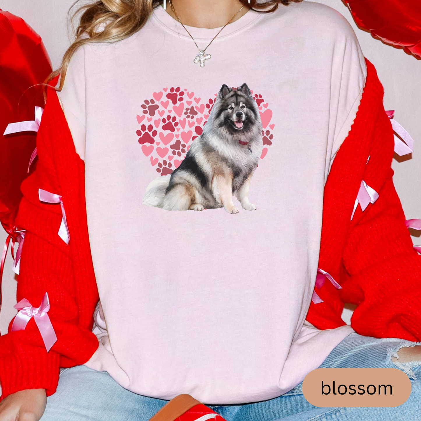 Heart Paw Print Keeshond Comfort Colors T-shirt, Unisex Tee, Dog Lover Shirt, Cute Animal Graphic Tee, Pet Owner Gift