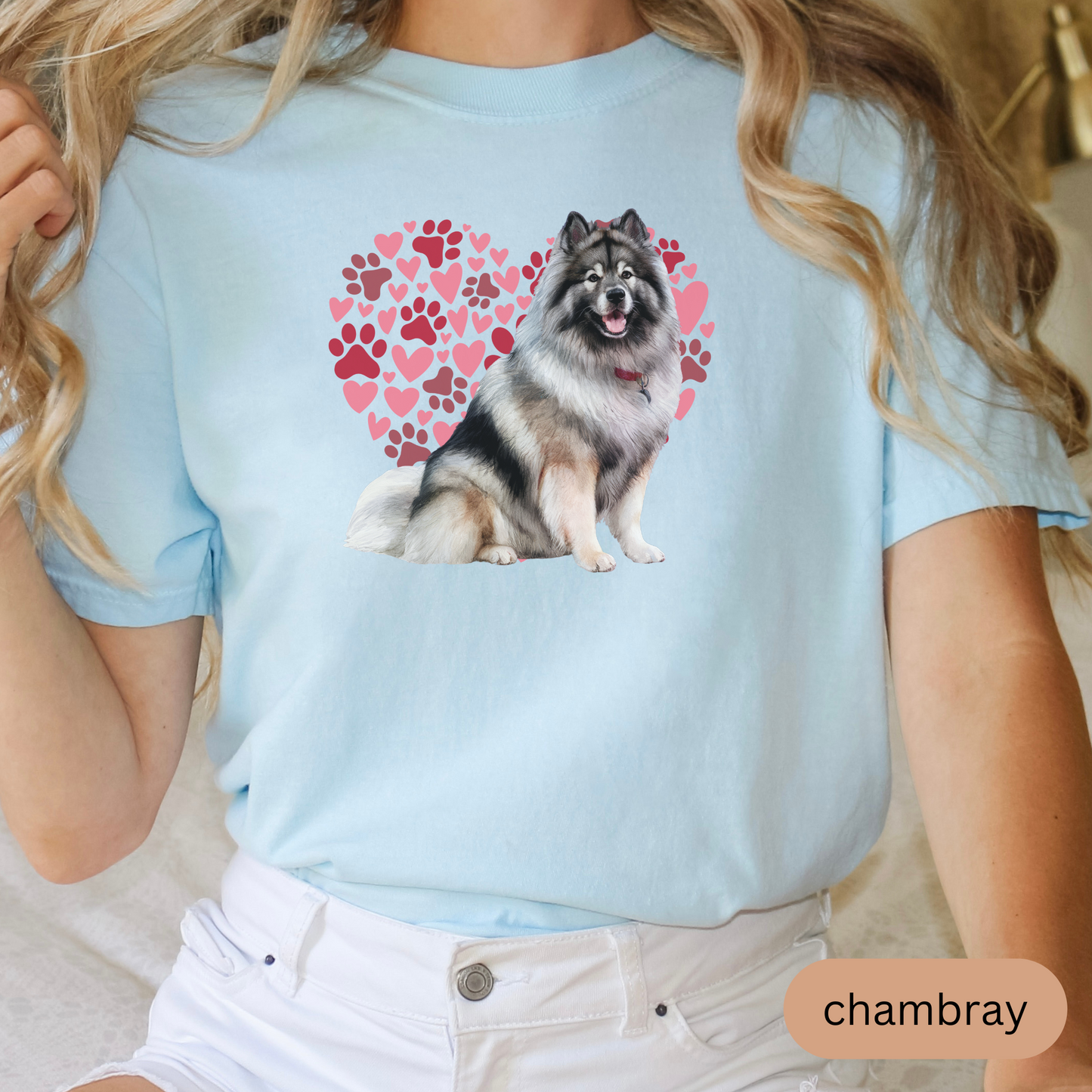 Heart Paw Print Keeshond Comfort Colors T-shirt, Unisex Tee, Dog Lover Shirt, Cute Animal Graphic Tee, Pet Owner Gift