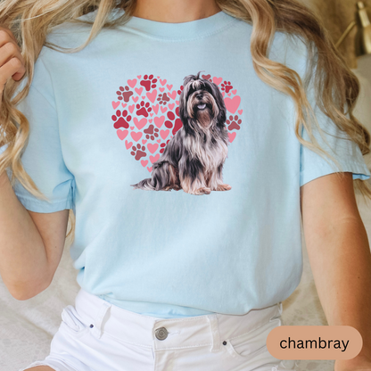 Heart Paw Print Bull Terrier Comfort Colors T-shirt, Unisex Tee, Dog Lover Shirt, Cute Animal Graphic Tee, Pet Owner Gift