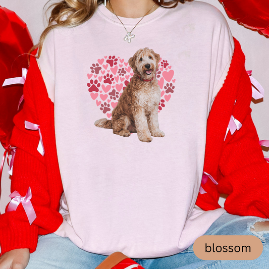 Heart Paw Print Labradoodle Comfort Colors T-shirt, Unisex Tee, Dog Lover Shirt, Cute Animal Graphic Tee, Pet Owner Gift