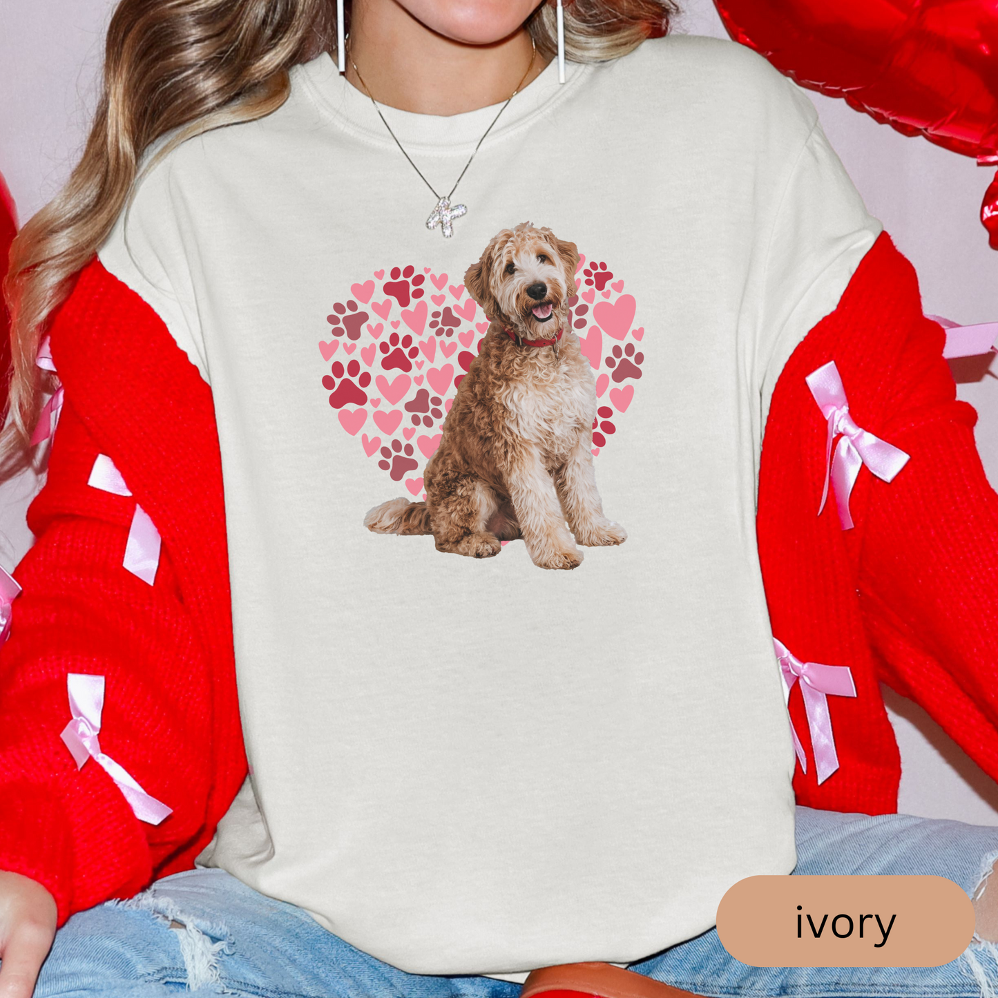 Heart Paw Print Labradoodle Comfort Colors T-shirt, Unisex Tee, Dog Lover Shirt, Cute Animal Graphic Tee, Pet Owner Gift