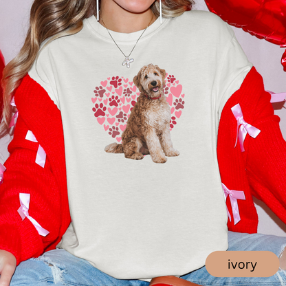Heart Paw Print Labradoodle Comfort Colors T-shirt, Unisex Tee, Dog Lover Shirt, Cute Animal Graphic Tee, Pet Owner Gift