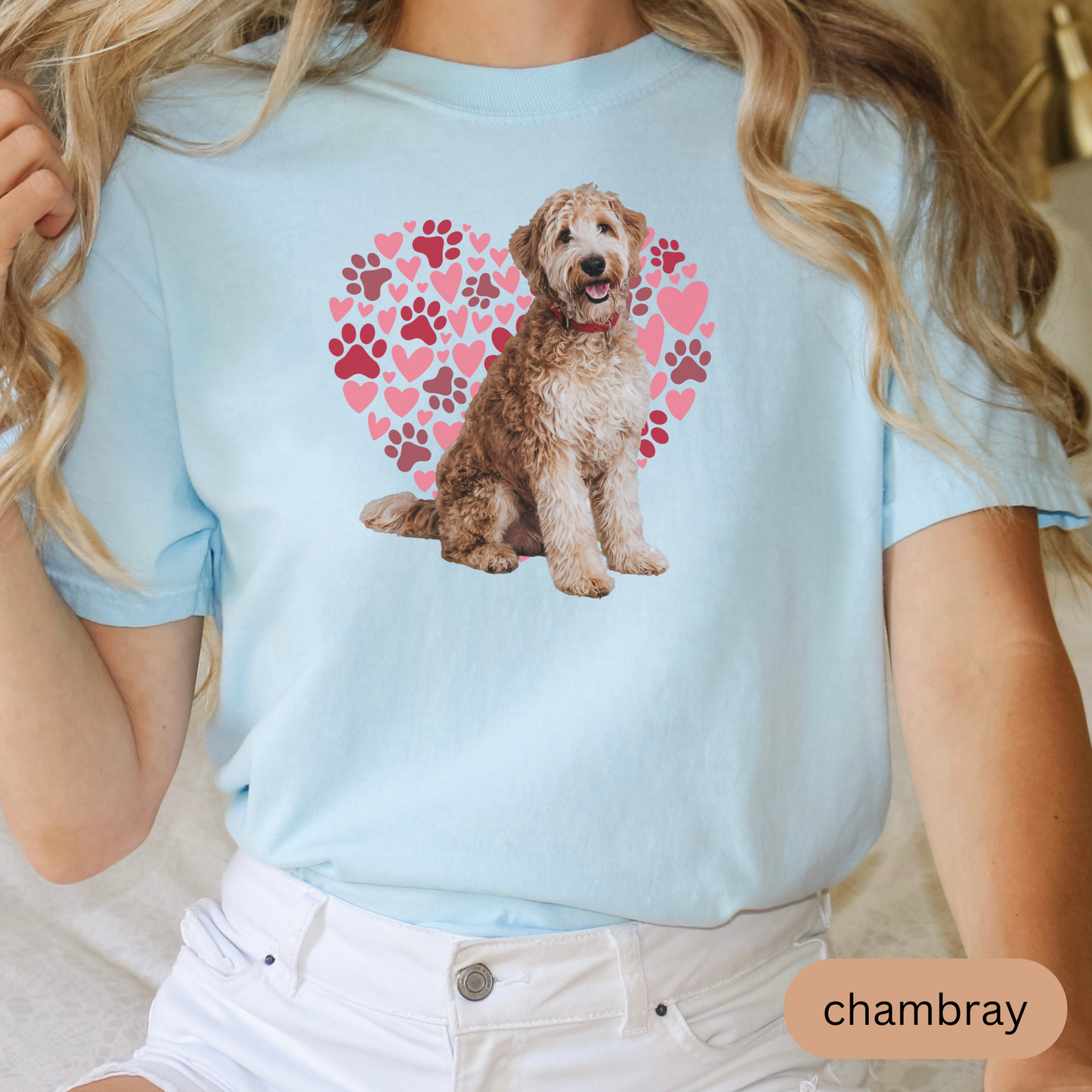 Heart Paw Print Labradoodle Comfort Colors T-shirt, Unisex Tee, Dog Lover Shirt, Cute Animal Graphic Tee, Pet Owner Gift
