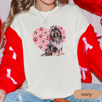 Load image into Gallery viewer, Heart Paw Print Black Lhasa Apso Comfort Colors T-shirt, Unisex Tee, Dog Lover Shirt, Cute Animal Graphic Tee, Pet Owner Gift
