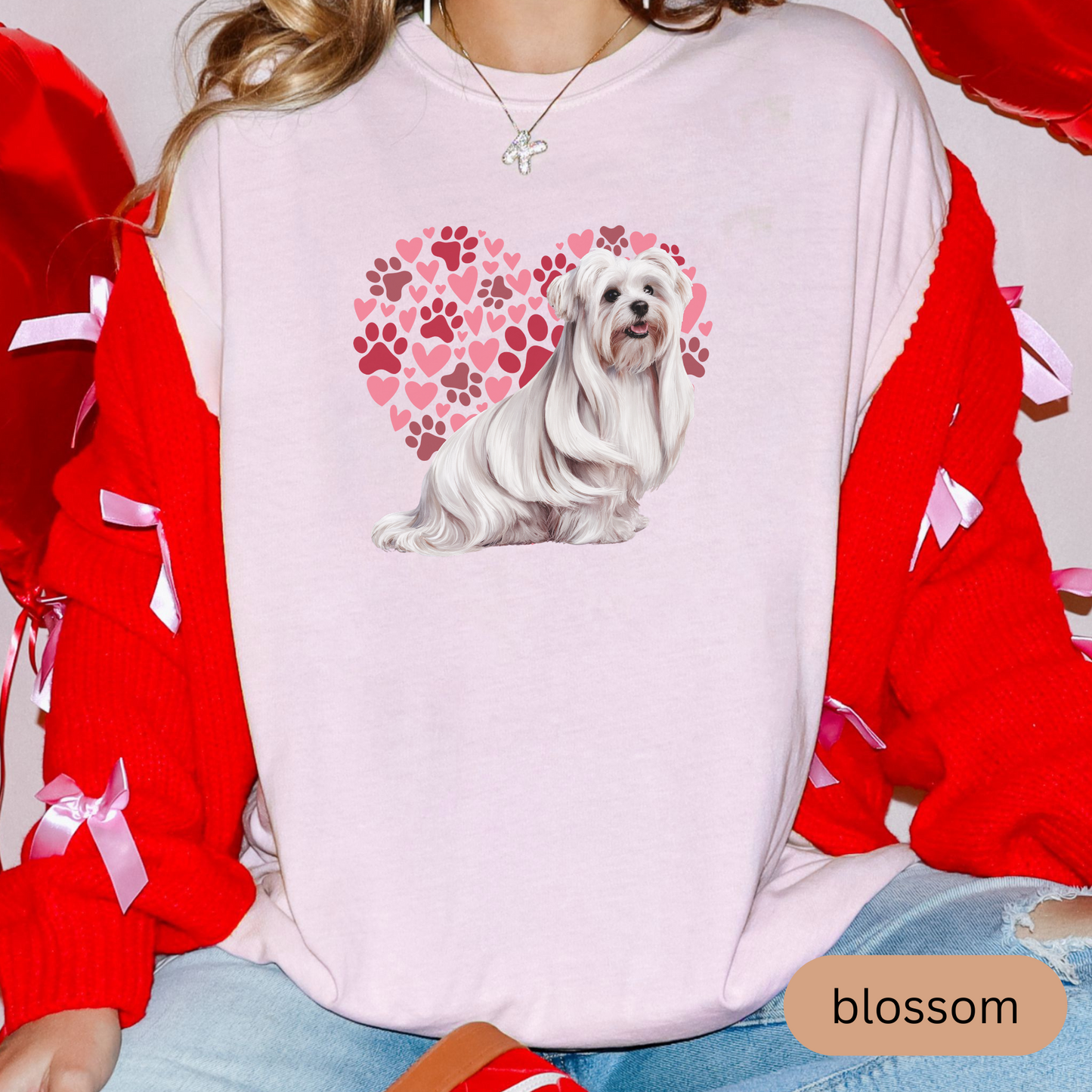 Heart Paw Print Maltese Comfort Colors T-shirt, Unisex Tee, Dog Lover Shirt, Cute Animal Graphic Tee, Pet Owner Gift