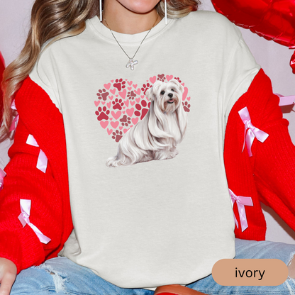 Heart Paw Print Maltese Comfort Colors T-shirt, Unisex Tee, Dog Lover Shirt, Cute Animal Graphic Tee, Pet Owner Gift