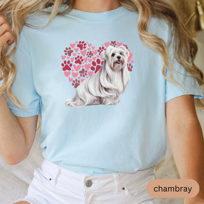 Heart Paw Print Maltese Comfort Colors T-shirt, Unisex Tee, Dog Lover Shirt, Cute Animal Graphic Tee, Pet Owner Gift