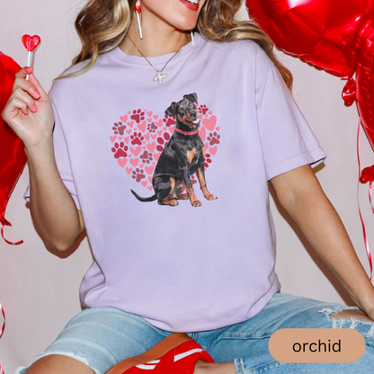 Heart Paw Print Miniature Pinscher Comfort Colors T-shirt, Unisex Tee, Dog Lover Shirt, Cute Animal Graphic Tee, Pet Owner Gift