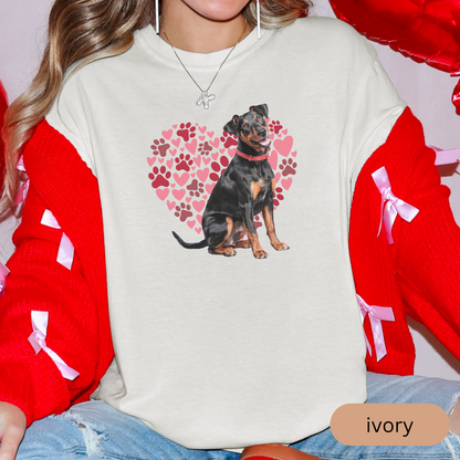 Heart Paw Print Miniature Pinscher Comfort Colors T-shirt, Unisex Tee, Dog Lover Shirt, Cute Animal Graphic Tee, Pet Owner Gift