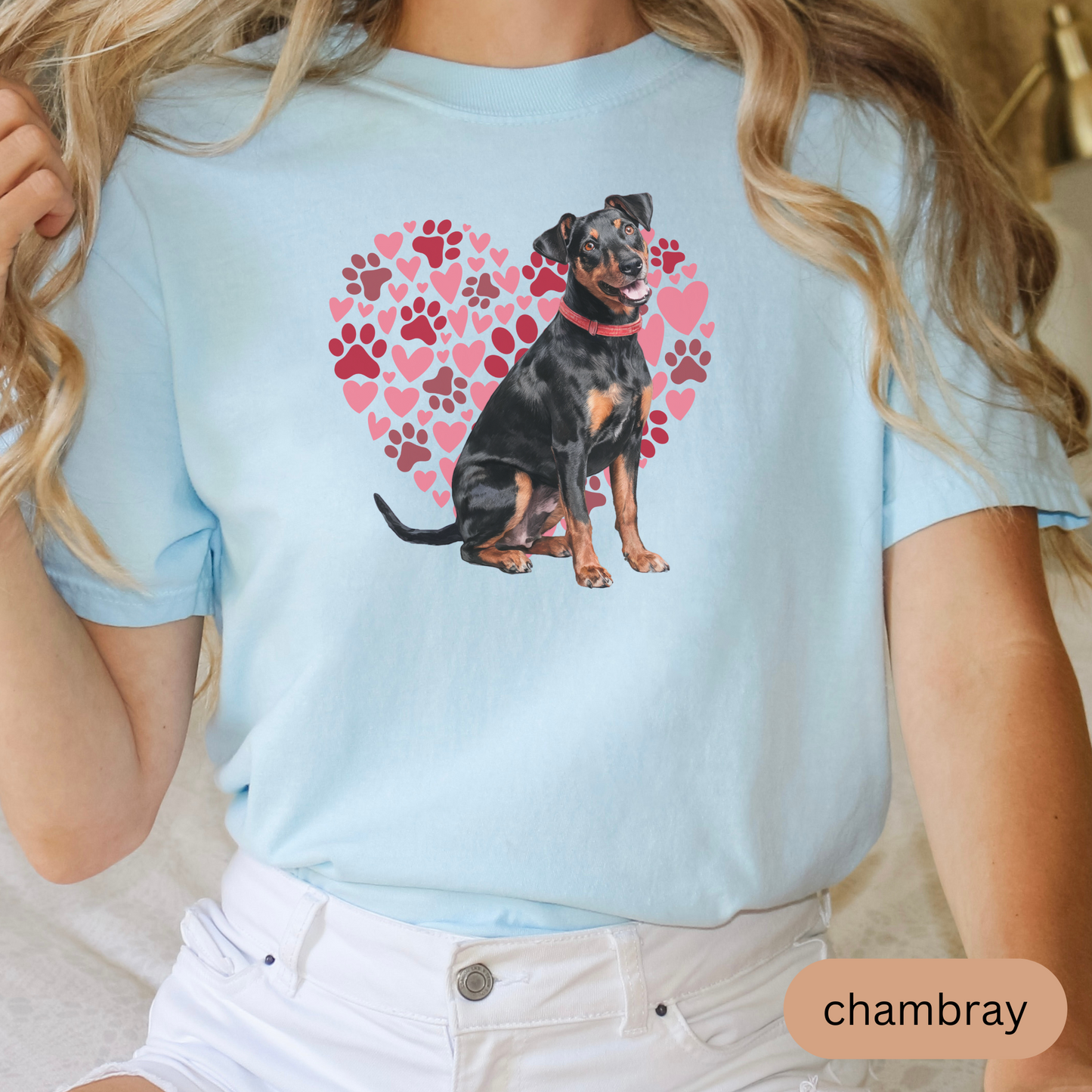 Heart Paw Print Miniature Pinscher Comfort Colors T-shirt, Unisex Tee, Dog Lover Shirt, Cute Animal Graphic Tee, Pet Owner Gift
