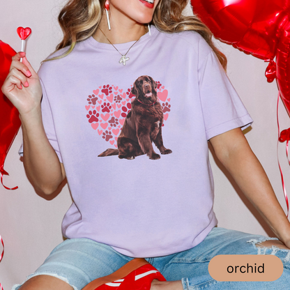 Heart Paw Print Brown Newfoundland Comfort Colors T-shirt, Unisex Tee, Dog Lover Shirt, Cute Animal Graphic Tee, Pet Owner Gift