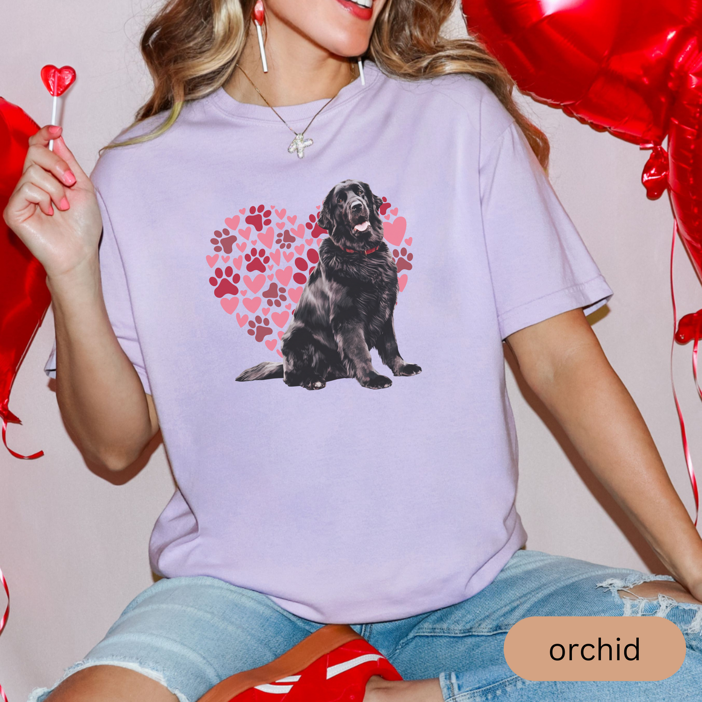 Heart Paw Print Black Newfoundland Comfort Colors T-shirt, Unisex Tee, Dog Lover Shirt, Cute Animal Graphic Tee, Pet Owner Gift