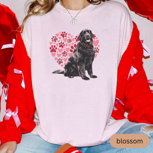 Heart Paw Print Black Newfoundland Comfort Colors T-shirt, Unisex Tee, Dog Lover Shirt, Cute Animal Graphic Tee, Pet Owner Gift