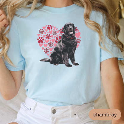 Heart Paw Print Black Newfoundland Comfort Colors T-shirt, Unisex Tee, Dog Lover Shirt, Cute Animal Graphic Tee, Pet Owner Gift