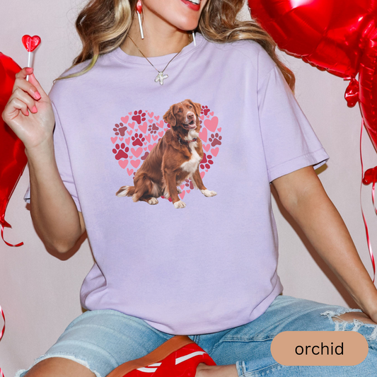 Heart Paw Print Nova Scotia Duck Tolling Retriever Comfort Colors T-shirt, Dog Lover Shirt, Cute Animal Graphic Tee, Pet Owner Gift