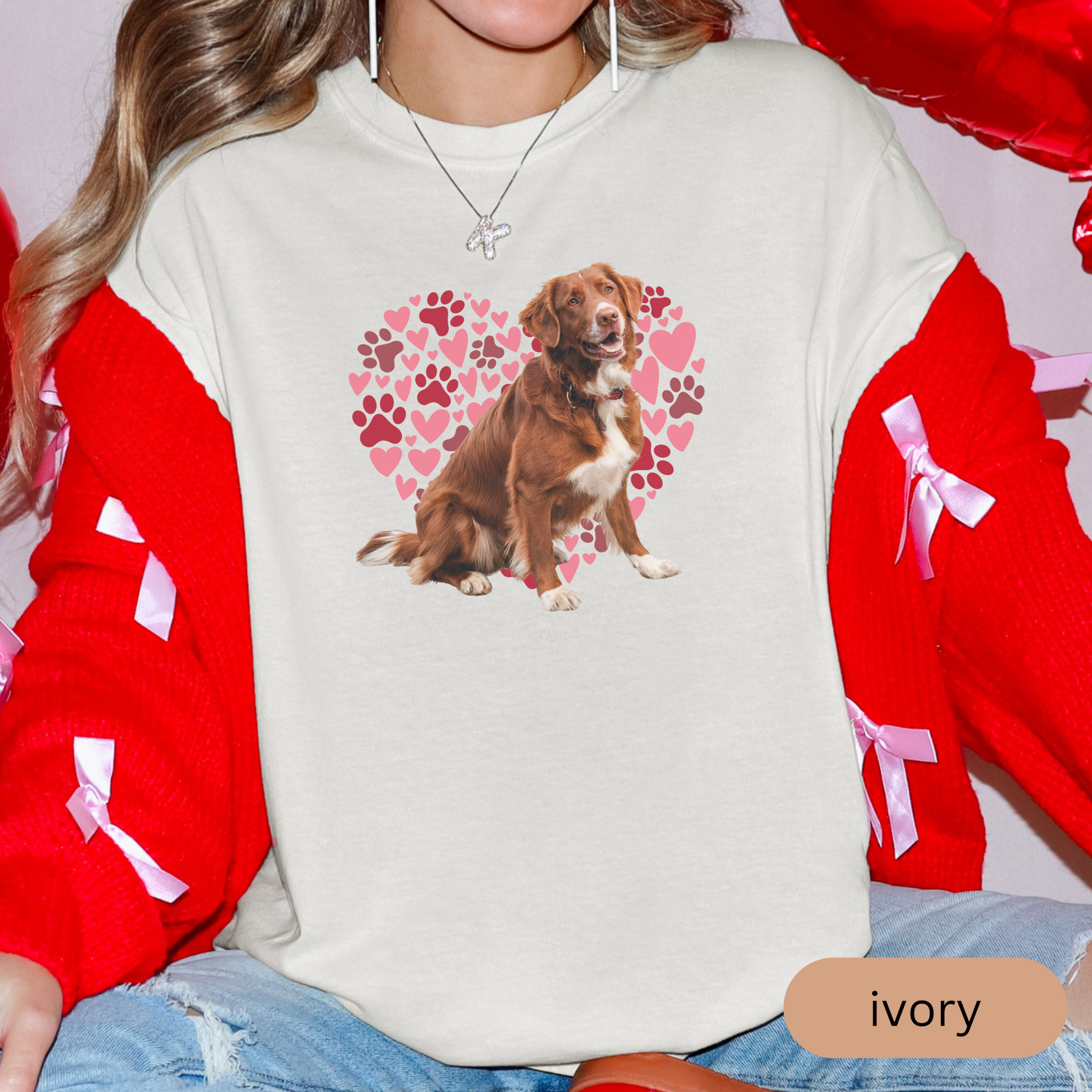 Heart Paw Print Nova Scotia Duck Tolling Retriever Comfort Colors T-shirt, Dog Lover Shirt, Cute Animal Graphic Tee, Pet Owner Gift
