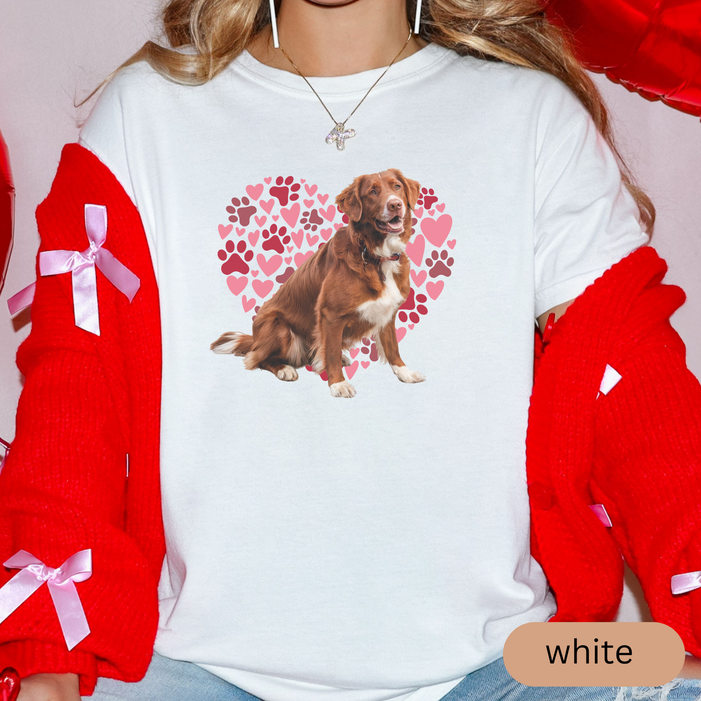 Heart Paw Print Nova Scotia Duck Tolling Retriever Comfort Colors T-shirt, Dog Lover Shirt, Cute Animal Graphic Tee, Pet Owner Gift