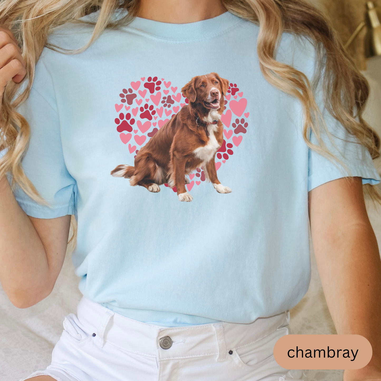 Heart Paw Print Nova Scotia Duck Tolling Retriever Comfort Colors T-shirt, Dog Lover Shirt, Cute Animal Graphic Tee, Pet Owner Gift