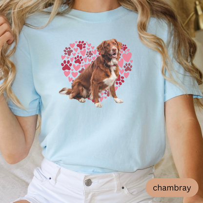 Heart Paw Print Nova Scotia Duck Tolling Retriever Comfort Colors T-shirt, Dog Lover Shirt, Cute Animal Graphic Tee, Pet Owner Gift