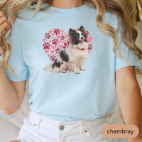 Load image into Gallery viewer, Heart Paw Print Black Papillion Comfort Colors T-shirt, Unisex Tee, Dog Lover Shirt, Cute Animal Graphic Tee, Pet Owner Gift

